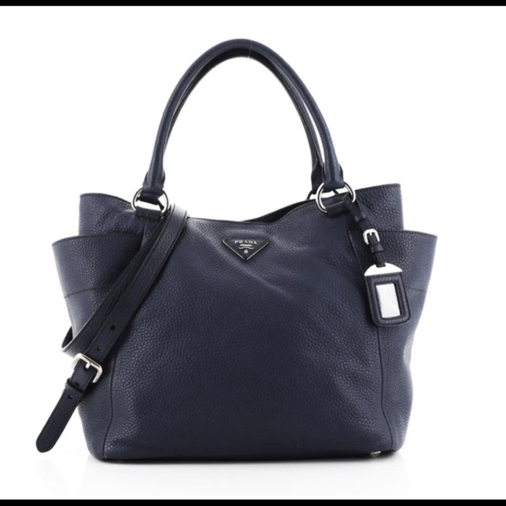 Prada Side Pocket Convertible Tote Vitelli Daino